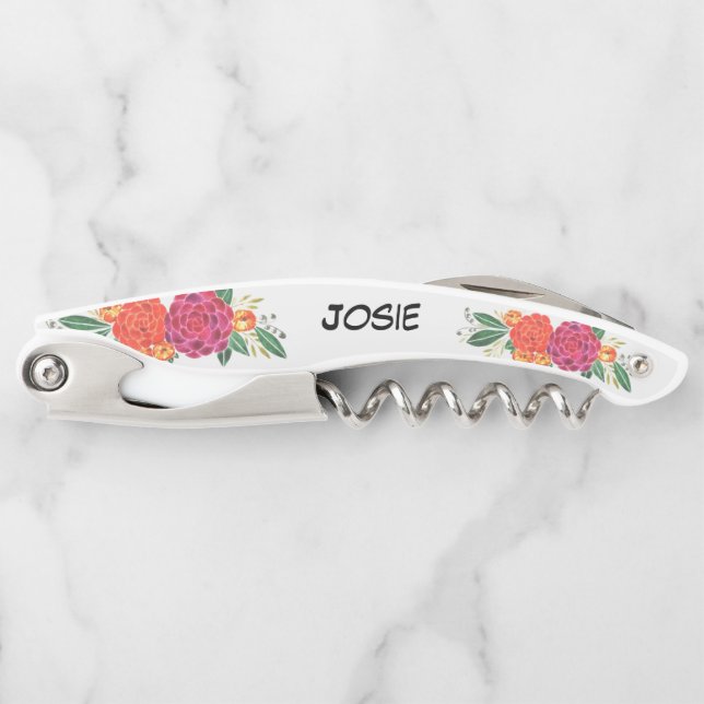 Sacacorchos Tornillo floral personalizado (Anverso)