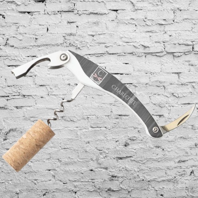 Sacacorchos Tornillo rosado de corteza rugosa (Pink Dragonfly Rustic Corkscrew)