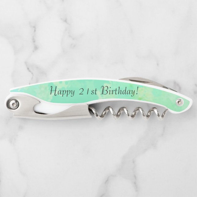 Sacacorchos Tu nombre aquí Feliz cumpleaños número 21 (Anverso)