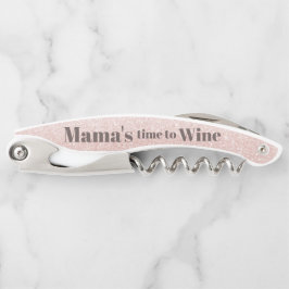 Sacacorchos Vino con cita divertida de mamá brillo de oro rosa