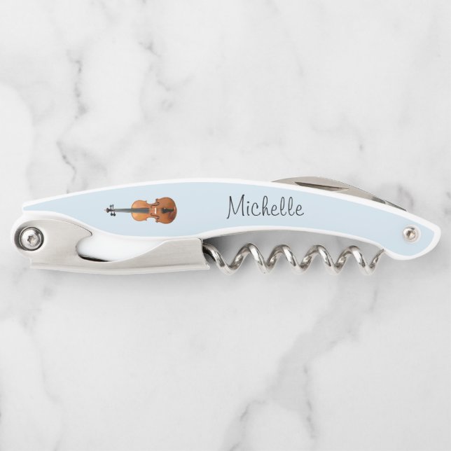 Sacacorchos Violin Cute Blue de instrumentos musicales (Anverso)