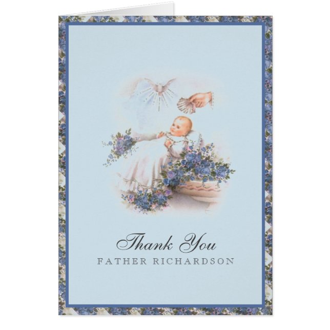 Sacerdote Agradecimiento Bautismal Bebé  (Frente)