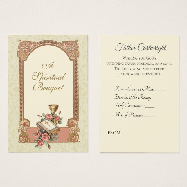 Sacerdote católico Bouquet Espiritual Cartas Sagra (Anverso y reverso)