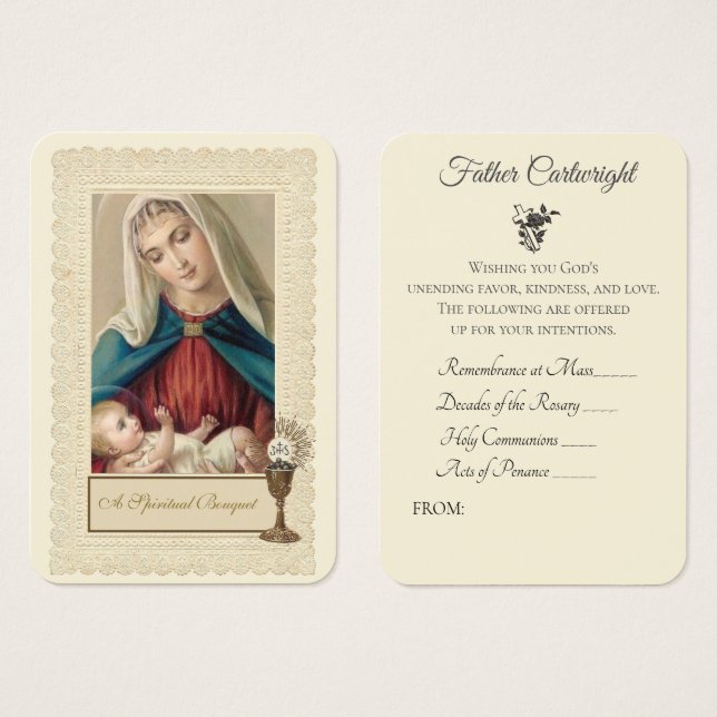 Sacerdote católico Bouquet Sagrado Cartas Espiritu (Anverso y reverso)