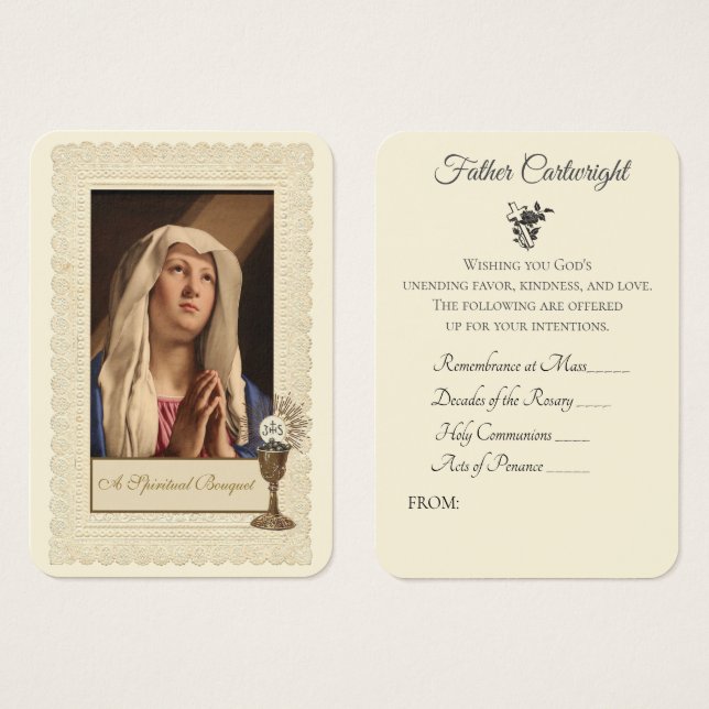 Sacerdote católico Espiritual Bouquet Virgen María (Anverso y reverso)