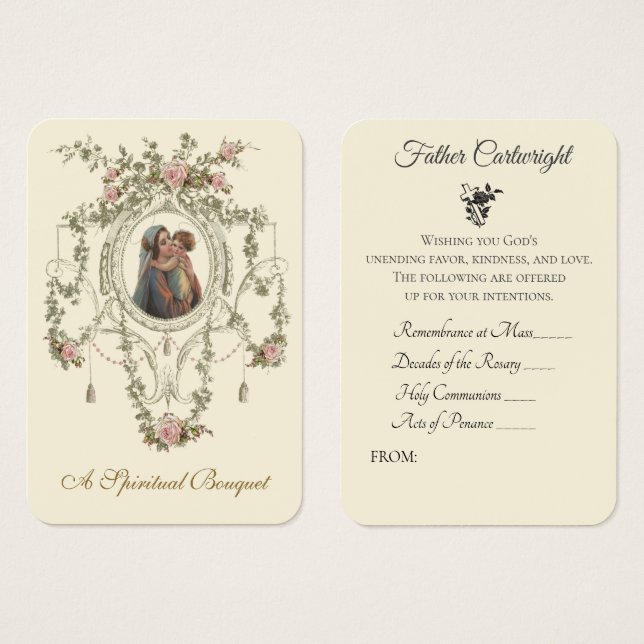 Sacerdote católico Espiritual Bouquet Virgen María (Anverso y reverso)