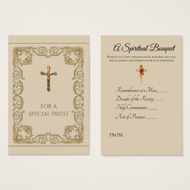 Sacerdote crucifijo de oro Bouquet espiritual Cart (Anverso y reverso)