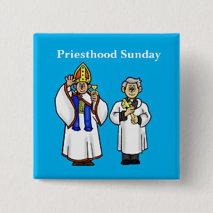 Sacerthood botón dominical con dos sacerdotes feli