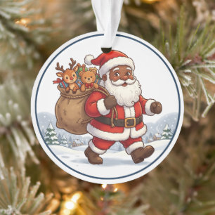 Sack Claus de Navidad negro Ornamento Reno