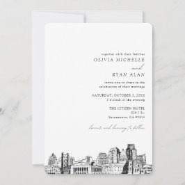 Sacramento Boda Skyline Sketch Invitación
