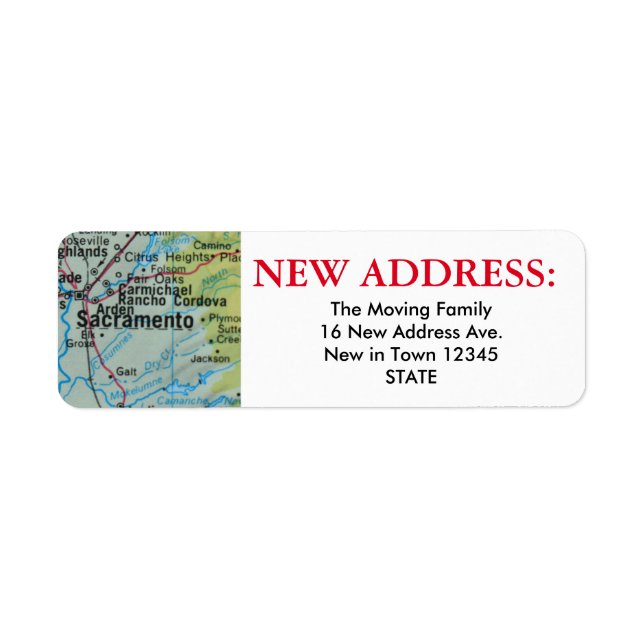 Sacramento Nueva etiqueta de dirección (Frente)