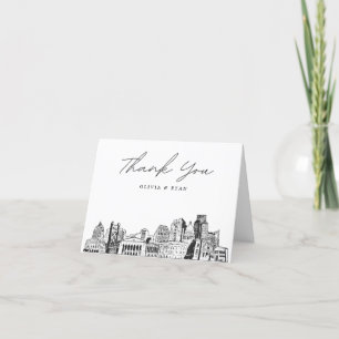 Sacramento Skyline Sketch Blank Tarjeta de agradec