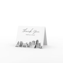 Sacramento Skyline Sketch Blank Tarjeta de agradec