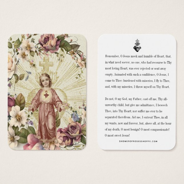 Sacred Heart Jesus Catholic Memorare Prayer (Anverso y reverso)