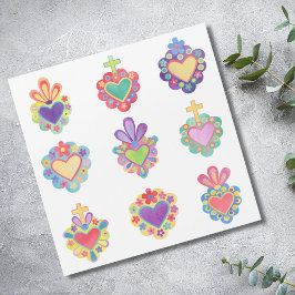 SACRED HEARTS, WATERCOLOR, méxico, folklore mexica