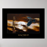 SACRED Raven, Poster de arte Moon & Totem Pole