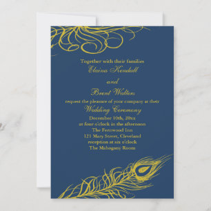 Sacudir tu invitación de bodas de plumas de cola