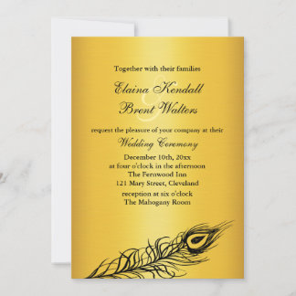 Sacudir tus plumas de cola Boda Invitación oro