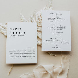 SADIE Modern Minimal Wedding Program Tarjeta plana