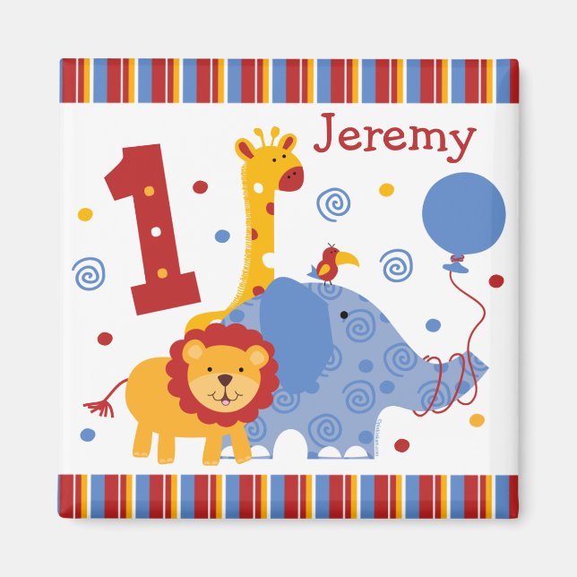 Safari 1º imán Personalizado de cumpleaños (Frente)
