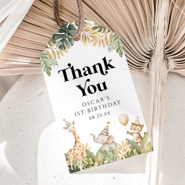 Safari Animal 1Nacimiento Etiqueta de Favor Gracia (Subido por el creador)