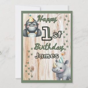 Safari Animal Gorilla Rhino Cumpleaños