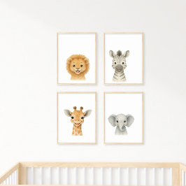 Safari Animal Nursery Wall Art Set Juego de impres