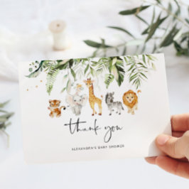 Safari animales bebé ducha tarjeta de agradecimien