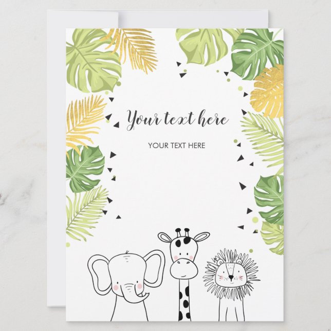 Safari Animales zoológico jungla Insertar tarjeta  (Anverso)