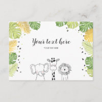 Safari Animales zoológico jungla Insertar tarjeta 