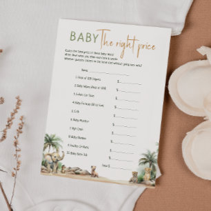 Safari Animals Baby Shower La Tarjeta De Precio Co