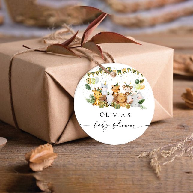 Safari Animals Etiqueta de Baby Shower Favor (Subido por el creador)