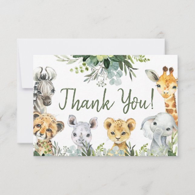 Safari Animals Oh Baby Greenery Jungle Baby Shower (Anverso)