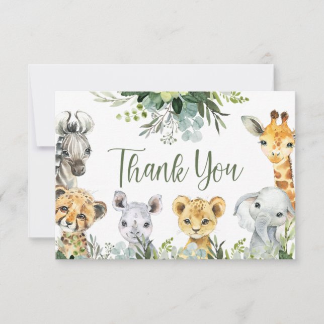 Safari Animals Oh Baby Greenery Jungle Baby Shower (Anverso)