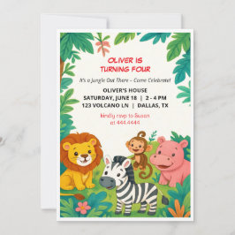 Safari Animals Tarjeta plana Fiesta de invitación 