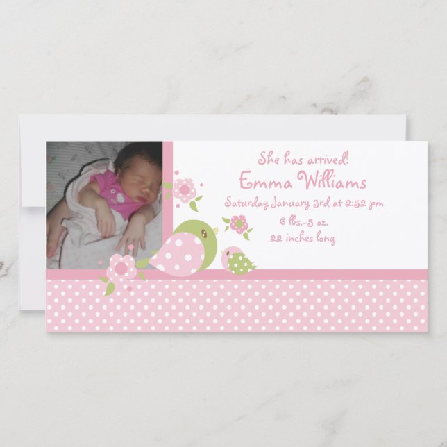 Safari Babiez Birdie Foto Anuncio de nacimiento (Anverso)