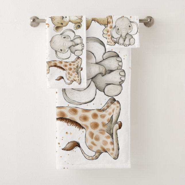 Safari Baby Animals con un juego de toallas de bañ (In situ)