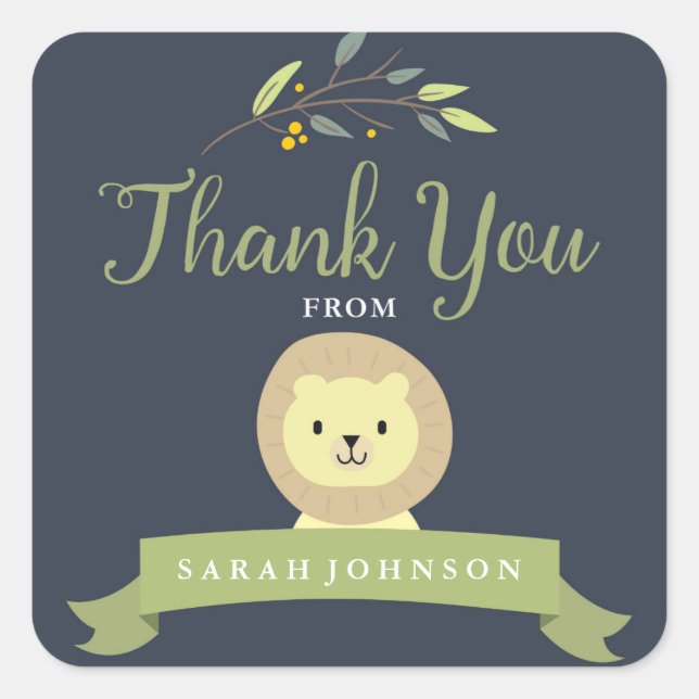 Safari Baby Shower Gracias Pegatinas (Anverso)