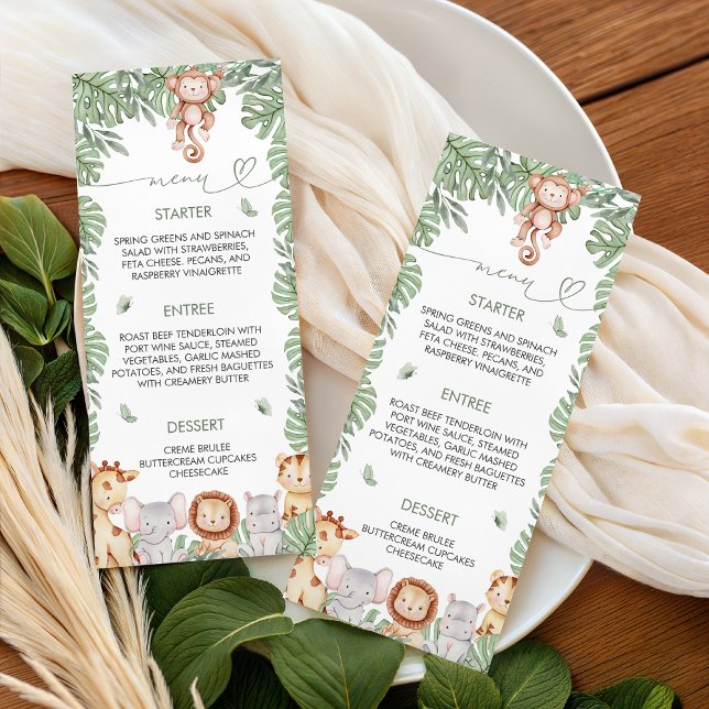 Safari Baby Shower Menu Template (Subido por el creador)