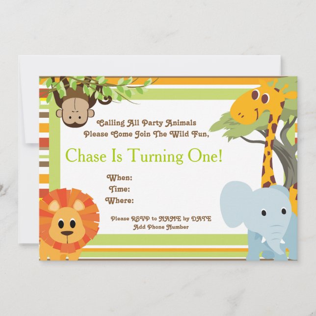 Safari Baby Shower o invitaciones de la fiesta de (Anverso)