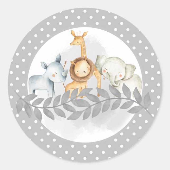 Safari Baby Shower Pegatina (Anverso)