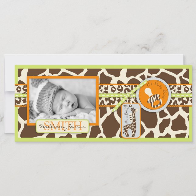 Safari Boy Green Tall Invitación (Anverso)