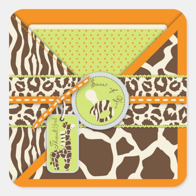 Safari Boy Naranja TY Pegatina B (Anverso)