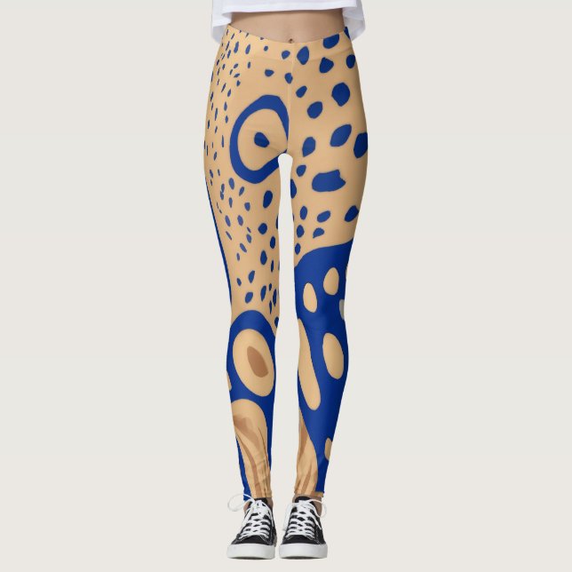 Safari de Azure: Leggings con animal azul y arena (Anverso)