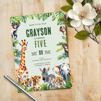 Safari de la selva 5 Invitación de cumpleaños