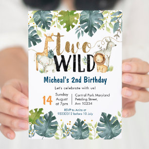 Safari Dos Invitaciones Salvajes De Segundo Cumple