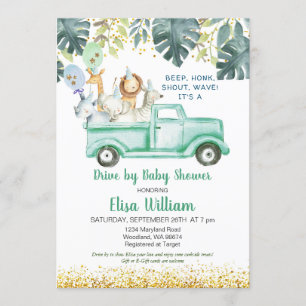 Safari Drive by Baby Shower Invitación