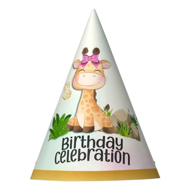 Safari Giraffe Gorra del partido de cumpleaños (Anverso)