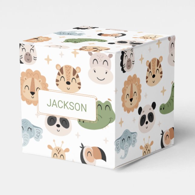 Safari Jungle animal birgdday regalo caja de regal (Costado Anverso)