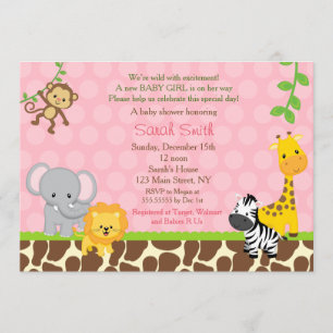 Safari Jungle Animals Baby Shower Invitaciones Chi